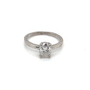 14K White Gold Lab Created Oval Diamond Engagement Ring (1 CT)